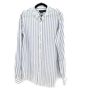 POLO Ralph Lauren Slim Fit Striped Stretch Poplin Shirt White/Blue Men's Size XL